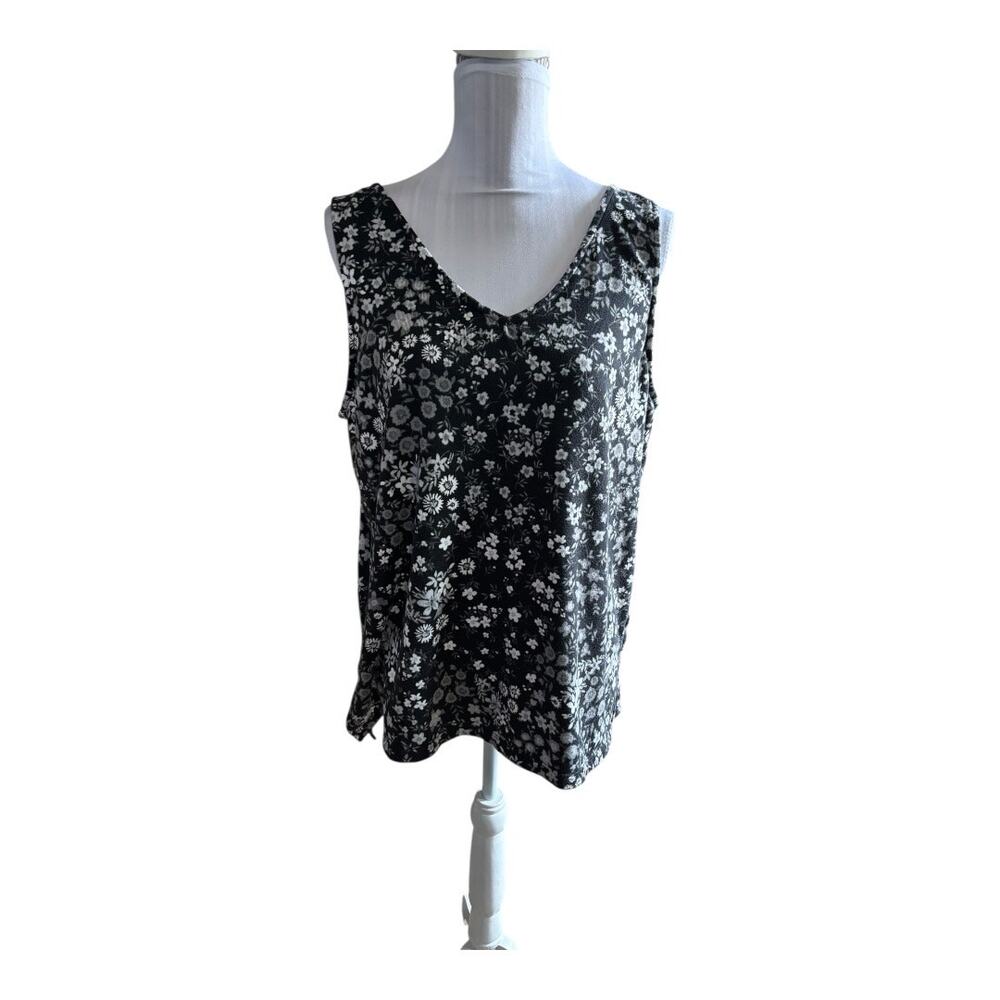 cuddl duds Black Floral Reversible Tank Size L